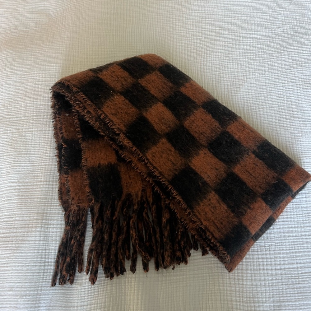Urban Outfitters Black and Brown Plaid Scarf